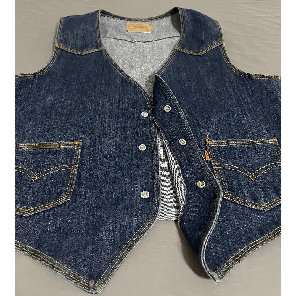 Vintage 70s Levi’s 60506-0216 Orange Tab Denim Vest Men’s Large USA Western